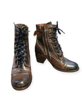 Bed Stu Brown Rustic Distressed Leather‎ Heeled Judgment Ankle Boot Size 7